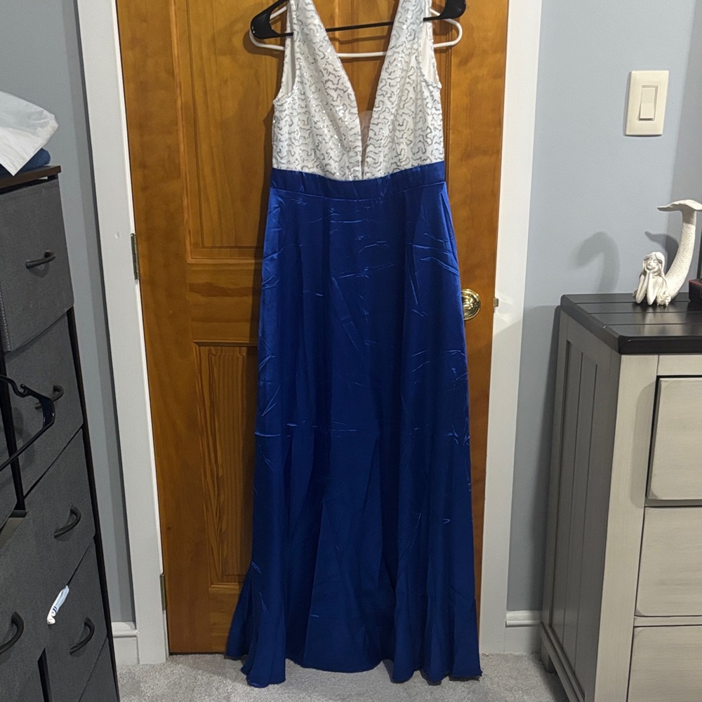 Elegant Blue and White Gown